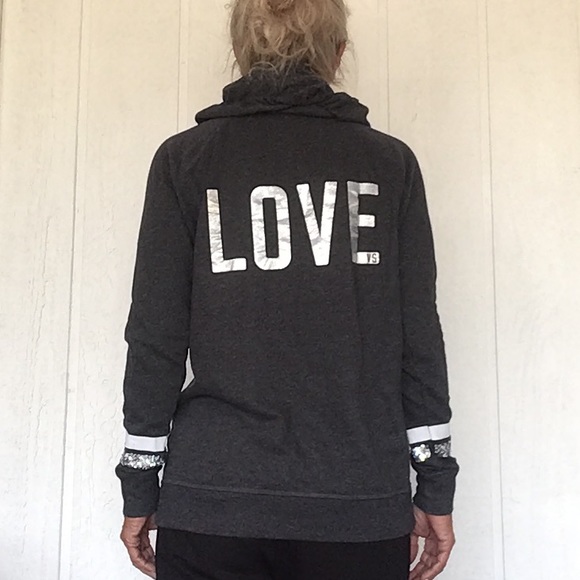 VICTORIAS SECRET SUPERMODEL ESSENTIALS HOODIE. XS/SMALL DARK GREY - Picture 8 of 16